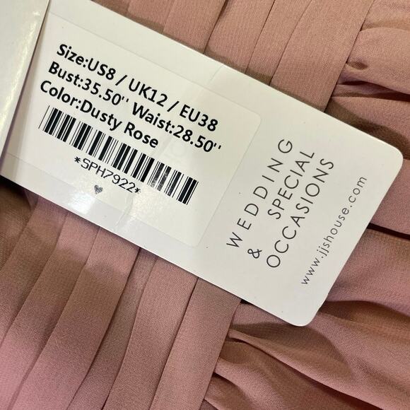 JJ’s House A-Line‎ Scoop Floor-Length Chiffon Bridesmaid Dress, Blush Pink Sz 8 - Picture 6 of 12